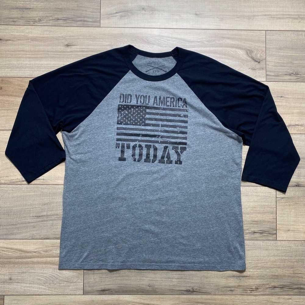 Grunt Style Mens Did You America Today Raglan Graphic Tee Size‎ XXL Gray Black